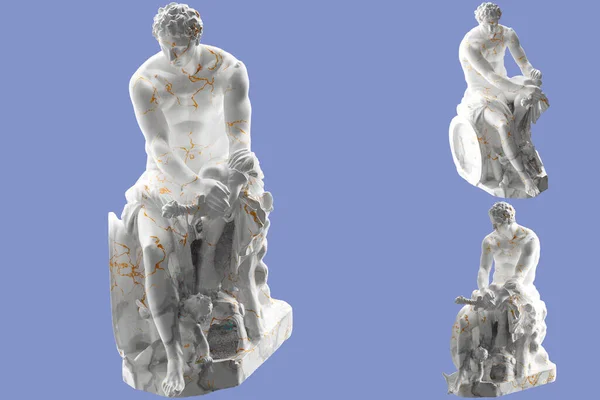 Роскошный Белый Мрамор Золотая Статуя Ludovisi Ares Идеально Подходит Модной — стоковое фото