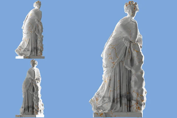 White Marble Statue Polyhymnia Gold Accents Perfect Website Social Media — Stock Photo, Image