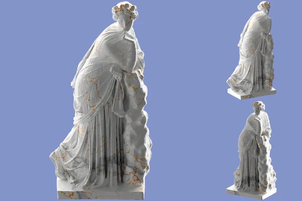 Estatua Mármol Blanco Polyhymnia Con Acentos Oro Perfecto Para Sitio — Foto de Stock