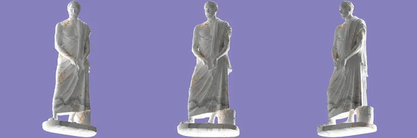 Elegante Statua Marmo Bianco Demostene Finitura Oro Perfetta Marchio Lusso — Foto Stock