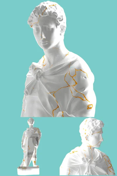 Statue Saint George Marbre Blanc Doré Parfait Pour Les Vêtements — Photo