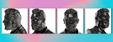 Carl Jacobsen Black glossy marble and gold statue. Perfect for graphic design, promotion clipart