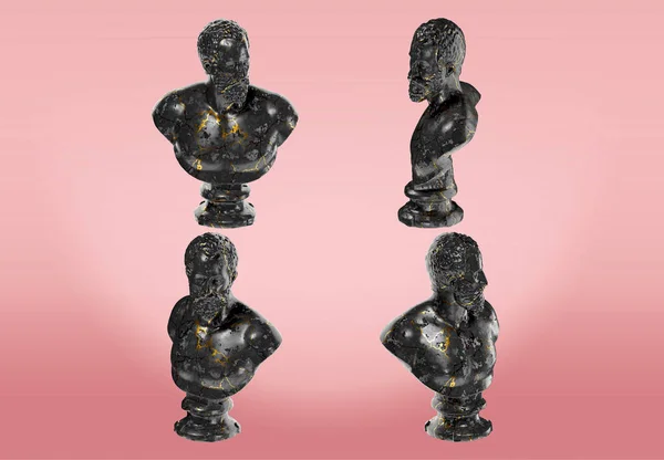 Bust Ottavio Farnese Svart Glänsande Marmor Och Guldstaty Perfekt För — Stockfoto