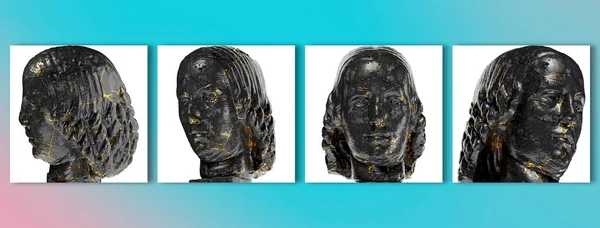 stock image Fragment of a black marble statue Female head. Perfect for graphic design, websites and social medi