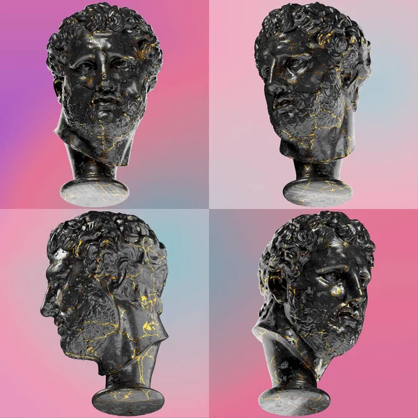 stock image Head of Vatican Apoxyomenos A stunning black marble statue with golden accents for artistic project