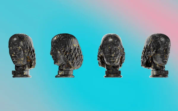 黑色大理石雕像的碎片女性头 完美的平面设计 网站和社交网站 — 图库照片