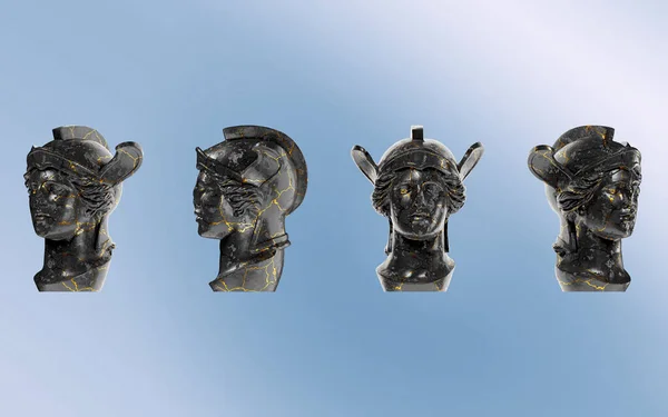Chef För Athena Parthenos Fantastisk Staty Svart Marmor Med Gyllene — Stockfoto
