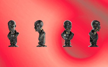 Yeşil Sezar Dijital Portreleri Siyah Mermer ve Altın Grafik Götte