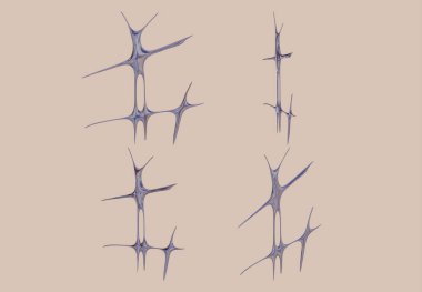 Soyut Iridescent Tribal Futuristic Render 3B Şekil Çağdaş Dijital Asse