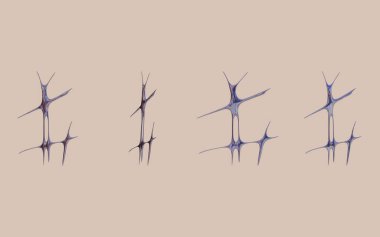 Soyut Iridescent Tribal Futuristic Render 3B Şekil Çağdaş Dijital Asse