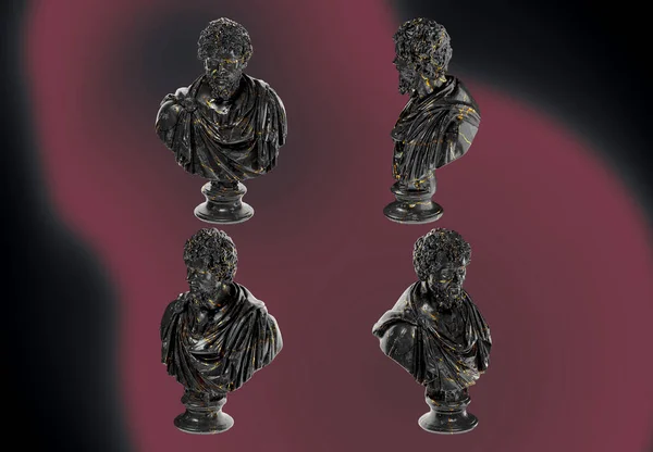 Septimius Severus Black Marble Portrait Bust Graphic Design Asse — Stock Photo, Image