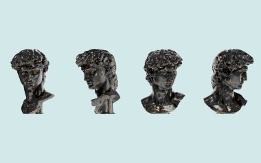 Michelangelo 'nun David Rönesans' ının başı Kara Mermer ve Gol 'daki 3D Dijital Büst
