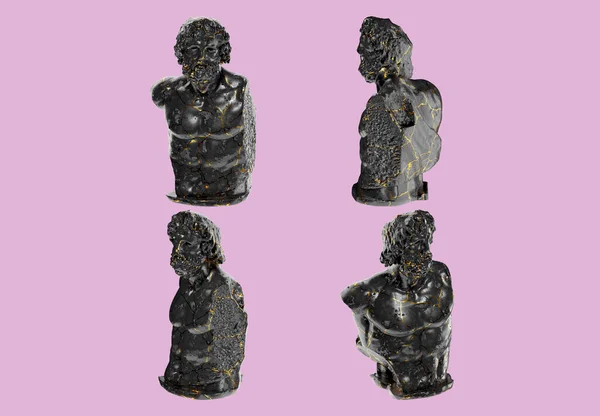 Torso Asklepios Från München Grekiska Mytologiska Digital Skulptur Svart Marmor — Stockfoto