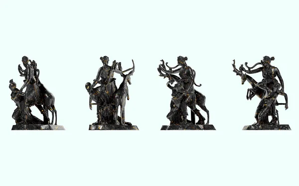 Skulptur Artemis Och Iphigeneia Renässans Porträtt Byst Svart Marmor Och — Stockfoto