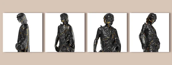 Skulptur Johannes Döparen Donatello Renässans Porträtt Byst Svart Marmor Och — Stockfoto