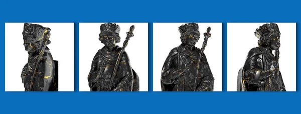 Король Соломон Портрет Эпохи Возрождения Черном Мраморе Голе — стоковое фото