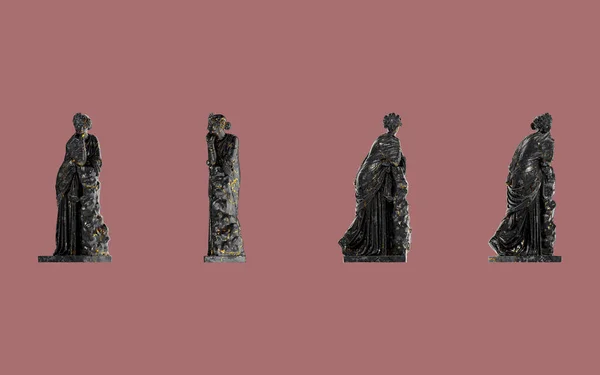Polyhymnia Ritratto Rinascimentale Busto Marmo Nero Gol — Foto Stock