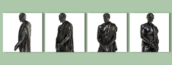 Portrait of Demosthenes - Renaissance Portrait Bust in Black Marble and Gol