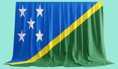 Solomon Adaları Bayrak Perdesi 3D Görüntü adı Solomon Adası Bayrağı