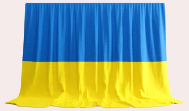 Ukrayna Bayrak Perdesi 3D Görüntü Ukrain Bayrağı