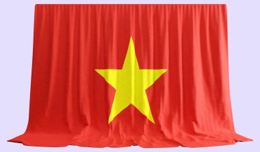 Vietnam Bayrak Perdesi 3D Görüntü Vietna Bayrağı