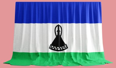 Üç Boyutlu Sesotho Bayrak Perdesi Lesotho 'nun Doğal Güzeli