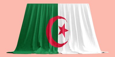 Cezayir Bayrak Perdesi 3 boyutlu Cezayir Renklerine Dayanıklılık