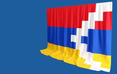 Artsakh Bayrak Perdesi 3D Rending Artsakh 'ın Dayanıklı Sou