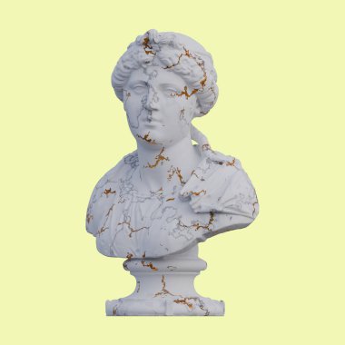 Genç kadın heykeli, 3 boyutlu tasvirler, izole edilmiş, arzu ettiğin şey için mükemmel.