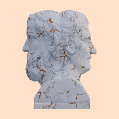 Aristophanes Menander heykeli, 3 boyutlu görüntüler, izole edilmiş, isteğiniz için mükemmel.