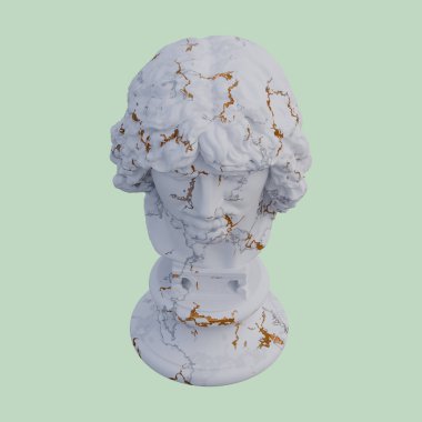 Barbar şef heykeli, 3 boyutlu tasvirler, izole edilmiş, isteğiniz için mükemmel.