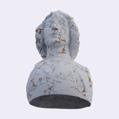 Miğferli erkek heykeli, 3 boyutlu tasvirler, izole edilmiş, arzu için mükemmel.