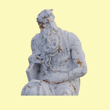 Musa heykeli, 3 boyutlu tasvir, izole edilmiş, arzu için mükemmel.