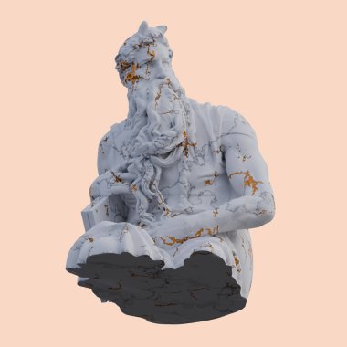 Musa heykeli, 3 boyutlu tasvir, izole edilmiş, arzu için mükemmel.