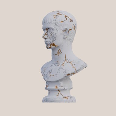 Genç adam heykeli, 3 boyutlu tasvirler, izole edilmiş, senin için mükemmel.