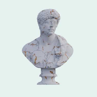 Panter derisi omuz üstü heykel, 3 boyutlu çizimler, izole edilmiş, tasarım için mükemmel.