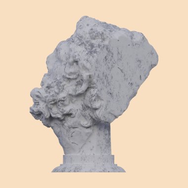 Dev bir heykelin başı, 3 boyutlu tasvirler, izole edilmiş, senin için mükemmel.