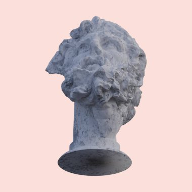 Dev bir heykelin başı, 3 boyutlu tasvirler, izole edilmiş, senin için mükemmel.