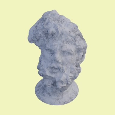 Dev bir heykelin başı, 3 boyutlu tasvirler, izole edilmiş, senin için mükemmel.