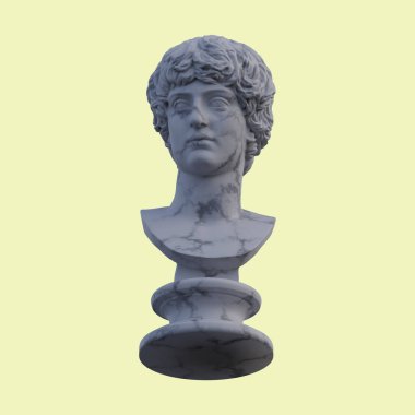 Bir erkek heykeli portresi, 3 boyutlu tasvirler, izole edilmiş, senin için mükemmel.