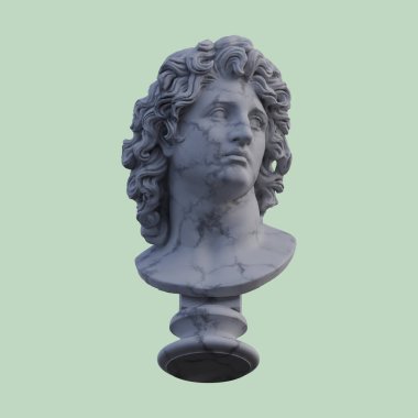 Helios heykeli, 3 boyutlu çizimler, izole edilmiş, arzu için mükemmel.