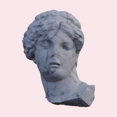 Uyuyan bir heykelin başı, 3 boyutlu tasvirler, izole edilmiş, senin için mükemmel.