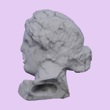 Uyuyan bir heykelin başı, 3 boyutlu tasvirler, izole edilmiş, senin için mükemmel.
