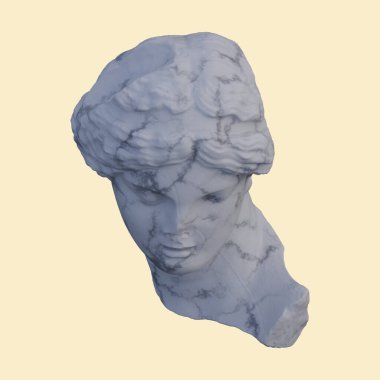 Uyuyan bir heykelin başı, 3 boyutlu tasvirler, izole edilmiş, senin için mükemmel.