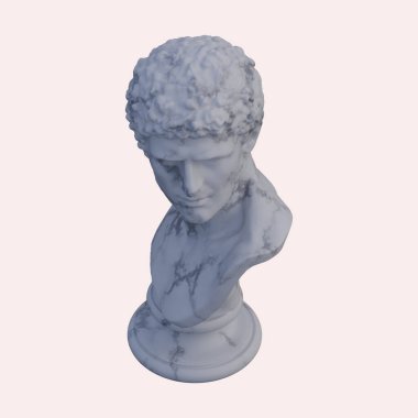 Bir erkek heykeli başı, 3 boyutlu tasvirler, izole edilmiş, senin için mükemmel.