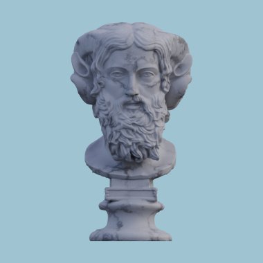 Zeus Ammon heykeli, 3 boyutlu çizimler, izole edilmiş, isteğiniz için mükemmel.