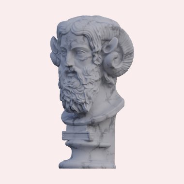 Zeus Ammon heykeli, 3 boyutlu çizimler, izole edilmiş, isteğiniz için mükemmel.
