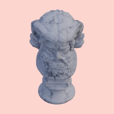 Zeus Ammon heykeli, 3 boyutlu çizimler, izole edilmiş, isteğiniz için mükemmel.