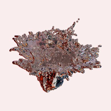 Fütürist krom sıvı yanardöner soyut metalik şekil 3D