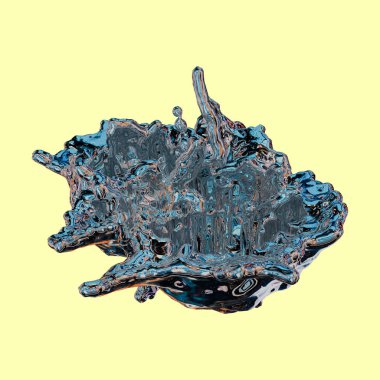 Fütürist krom sıvı yanardöner soyut metalik şekil 3D